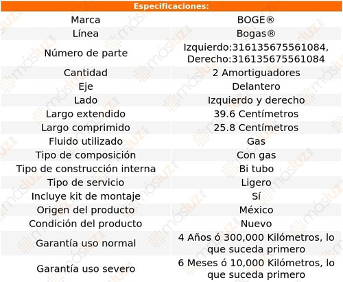 (2) Amortiguadores Gas Delanteros Chrysler Neon 96/97 Bogas Foto 2