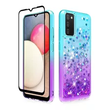 Funda Con Glitter + Vidrio Templado Para Samsung A02s