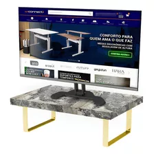 Suporte Ergonômico Monitor Aço Piatina Dourado Mdf 20x30cm Cor Petra