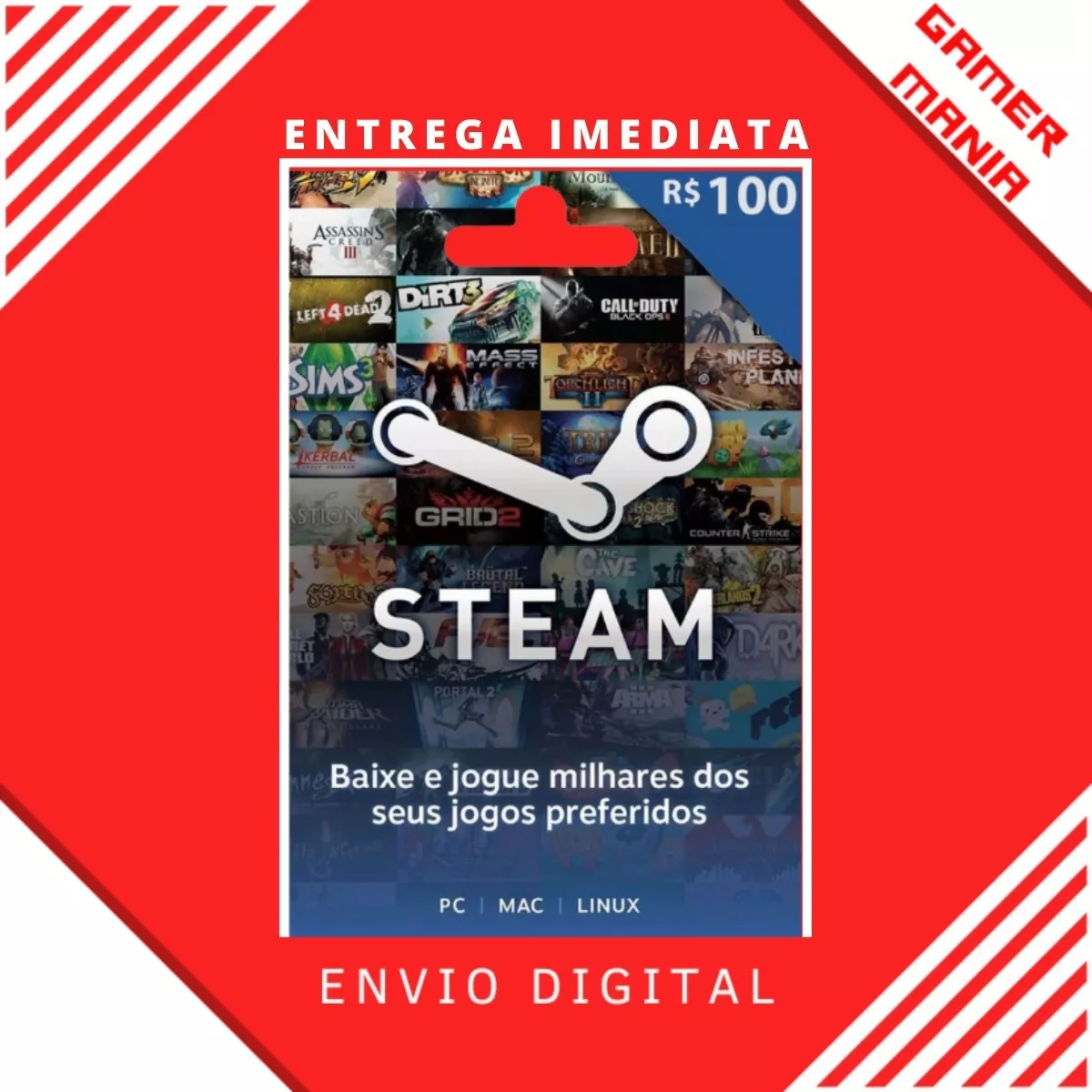 Steam R$ 100 Reais Br Gift Card
