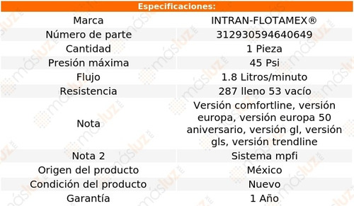 Mdulo Bomba Combustible 1.8 L/min Jetta L4 2.0l 04/05 Foto 2