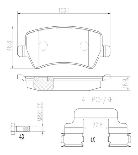 Kit Traseras Balatas Ceramicas Brembo Volvo Xc60 10/17 Foto 2