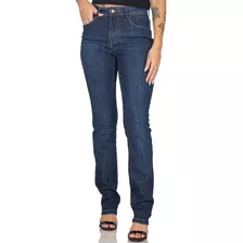 Calça Jeans Reta Feminina Cós Alto Básica Casual Premium