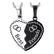 Colar De Amizade Best Friends Bff 2 Partes 100% Em Aço Inox