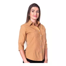 Camisa Poá Camisete Feminina Blusa Manga 3/4 Lançamento