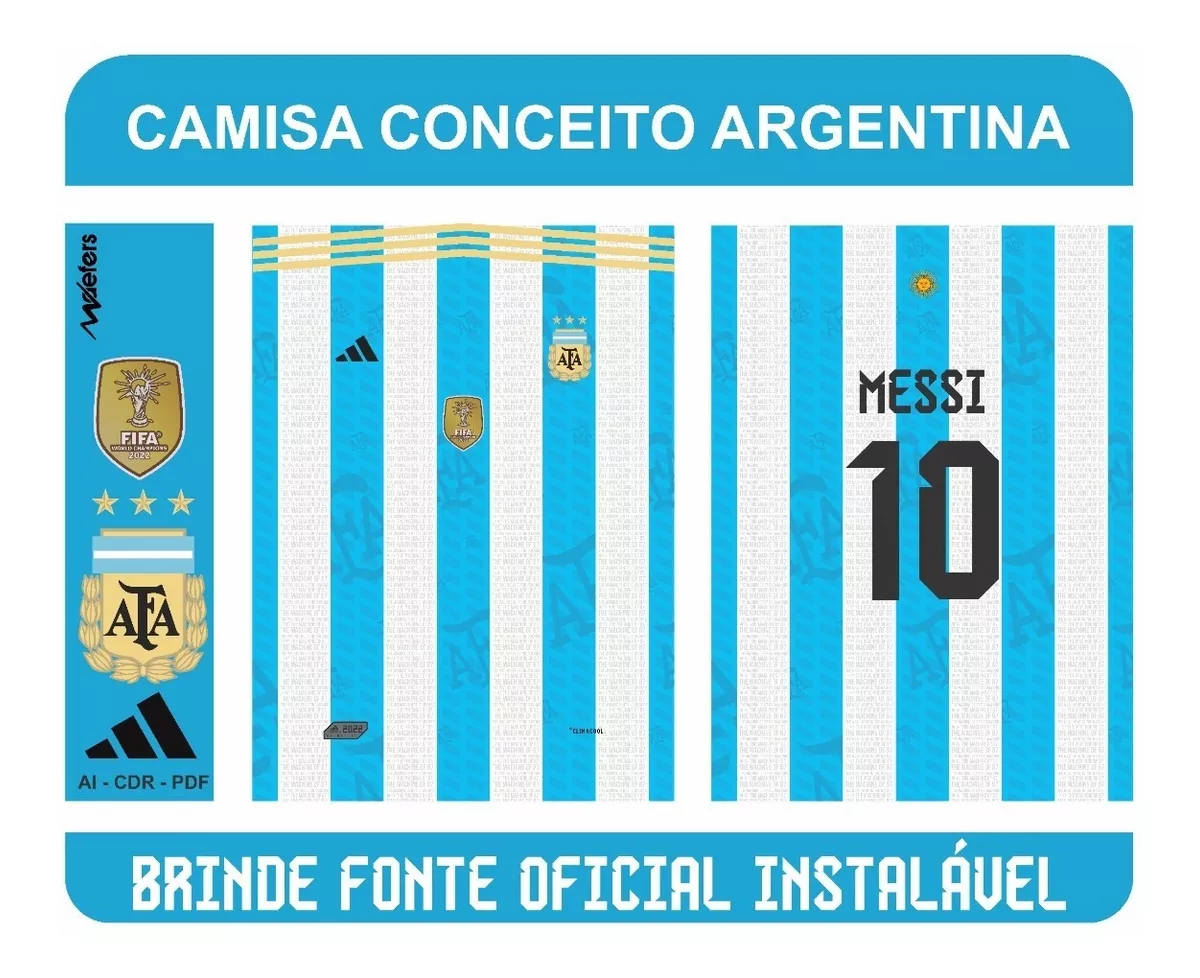 Arte Camisa Argentina Conceito + Fonte Instalável
