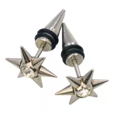 Piercing Estrella De 6 Puntas Con Zirconia Acero 2 Uds