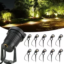 Kit 10 Luminária Espeto Jardim Cob Led 7w Branco Quente