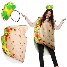 Conjunto De Disfraz De Taco Mexicano Adultos, Tela Dive...