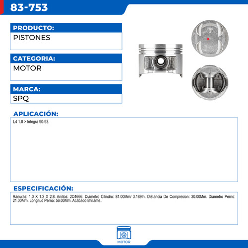 Juego De Pistones 00 Acura Integra 1990-1993 L4 1.8 Foto 7