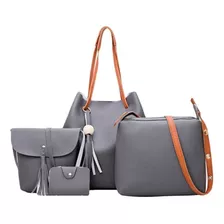 Conjunto De Bolsa De Couro E Bolsa Pequena Feminino 4pcs