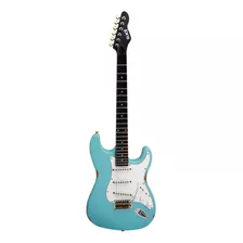 Guitarra Eléctrica Slick Sl57 Stratocaster De Fresno Daphne Blue Con Diapasón De Arce