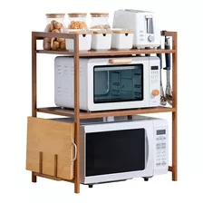 Organizador De Cocina 2 Estante Para Microondas De Bambú