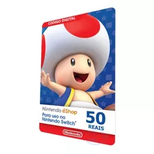 Cartão Nintendo Switch Eshop Br R$ 50 Reais - Envio Na Hora