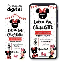 Invitación Digital Cumpleaños Bautizo / Mod Minnie Roja