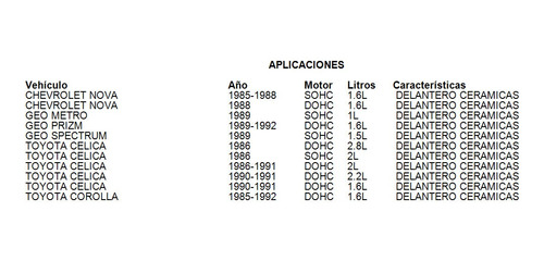 Balatas Delantero Mr2 1985-1989 1.6l Toyota Foto 2