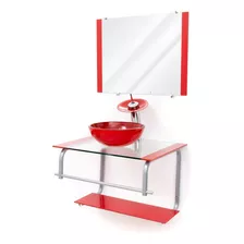 Gabinete Malaga 60cm Banheiro Lavabo Área Gourmet Bracasa Cor Da Pia Vermelho Quantidade De Furos Para Torneira Um Furo