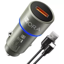 Cargador Para Auto Celular Carga Rápida 18w Con Cable Tipo C 3a Compatible Con Samsung Motorola Oppo Huawei Xiaomi 1hora Gar116