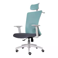 Silla Oficina Premium Fantech Verde Mint Reposacabeza Cuello