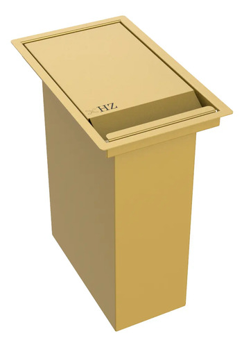 Lixeira Retangular De Embutir Bancada Dourado Vertical 4,1 L Dourado