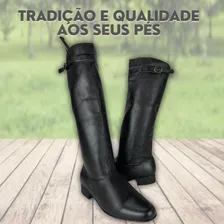 Bota Gaúcha Lince Preta Cano Couro Mole Ideal Para Dança