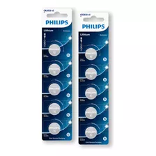 10 Pilhas Philips Cr2025 3v Bateria Original Moneda 2 Cartelas