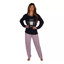 Pijama Feminino Longo Blusa Manga Comprida Calça Inverno