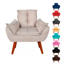 Poltrona Decorativa P/ Sala De Estar Suede Cores Promo