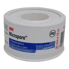 Fita Micropore 25mm X 10m Hipoalergênica Branca 3m Kit 20un
