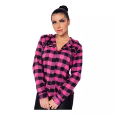 Blusa Xadrez São João Flanelada De Botão E Gorro