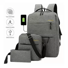 Mochila Con Carga Usb Para Hombre, Juego De 3 Piezas