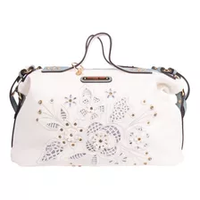 Bolsa Nicole Lee Con Doble Asa Y Corte Laser Ss22 Color Blanco