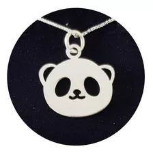 Pingente Colar Urso Panda Em Prata 925 Corrente De 45cm Fl