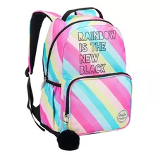 Mochila Escolar De Costa Juvenil Feminina Rainbow Premium