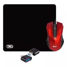 Kit Mouse Optical Ibek Fc 132 + Mouse Pad + Adaptador Otg