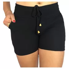 Kit 3 Short Feminino Cintura Alta Tipo Moletom Promoção