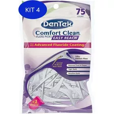 Kit 4 Dentek Confort Clean Flosser Picks - 75 Unidades