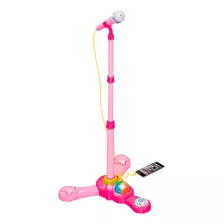 Microfone De Brinquedo Infantil C/ Pedestal Karaokê Kid Rosa