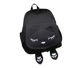 Bolso Mochila Diseño Animado Gatito Negro Escolar Niñas 