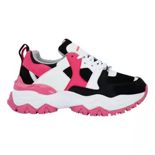 Tenis Casual Choclo Hummer M004 Negro Con Rosa Para Mujer