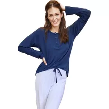 Pijama Mujer Clasico Con Botones Y Pantalón Rayado Jaia 