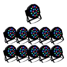 Kit 10 Canhão Refletor Led 18 Leds Rgb Bivolt Digital Strobo