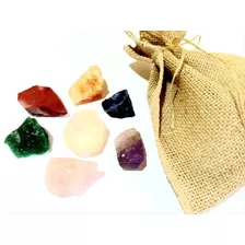 Terapia Reiki Kit7 Chacras Cristaispedra Brutas+saco De Juta