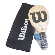 Kit De Frescobol Wilson Logo Raquete Madeira Cor Preto