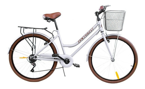 Bicicleta Urbana Centurfit Mkz-bicivintage R26 7v Frenos V-brakes Color Blanco Con Pie De Apoyo