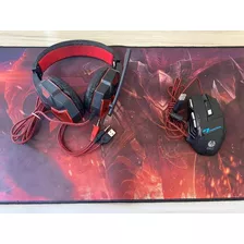  Kit Gamer Mouse E Headphone Haiz + Mousepad 30x70cm