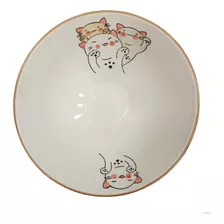 Cuenco Bowl De Cerámica Para Ramen Japonesa Kawai Gatito