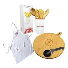 Set Utensilios Stella + Tabla Pizza + Delantal