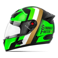 Capacete De Moto Feminino Etceter Stronger Faster Fosco Cor Verde - Dourado Tamanho Do Capacete 62