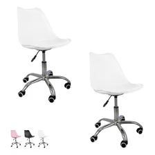 2 Sillas De Oficina Tulip Acolchonadas Con Ruedas Eames